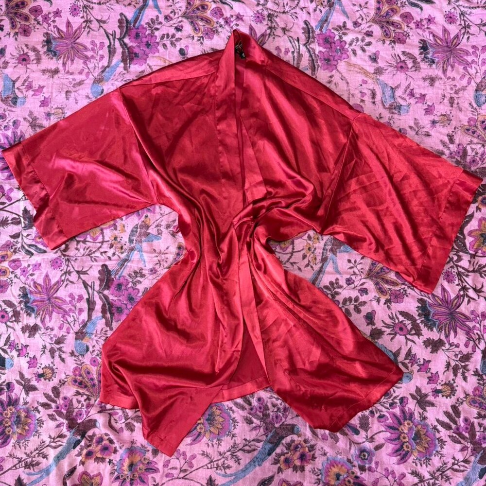 victoria' secret red satin sexy robe / lingerie
